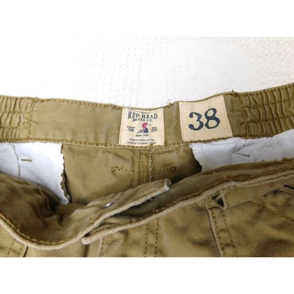 Men's Cotton Cargo Shorts Red Head Sz. 38 Tan Canvas Pockets - Picture 2 of 6
